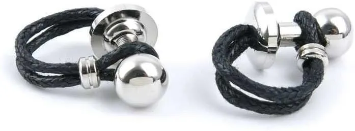 1 Pair Classic Wedding Shirt Boutons de manchette Cufflinks HC5D9 Silver Round Leather Rope