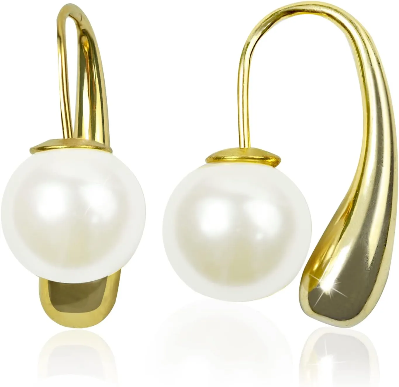 14K Gold Plated Pearl Earrings Drop Dangle Earrings Chandelier Earrings Hypoallergenic Gold Drop Earrings Dangling Small Pearl Earrings for Sensitive Ears Statement Earrings for Women