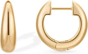 14K Gold Plated Teardrop Huggie Hoop Earrings for Women Polished Minimalist Classic Small Lightweight Hypoallergenic Jewelry Gifts