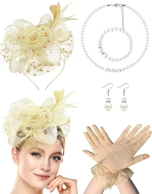 1920s Vintage Fascinators Hat Set for Women Tea Party Headband Cocktail Wedding Halloween Retro Tiara