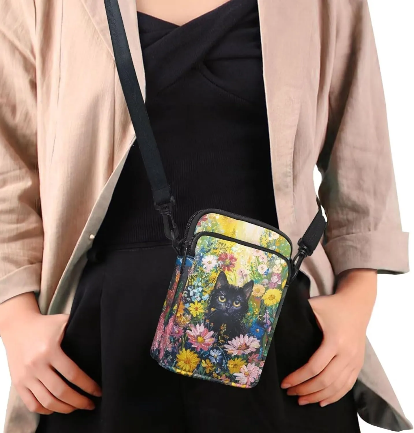 2 Layer Crossbody Bag Messenger Satchel Bags Wallet Phone Case for Men Women