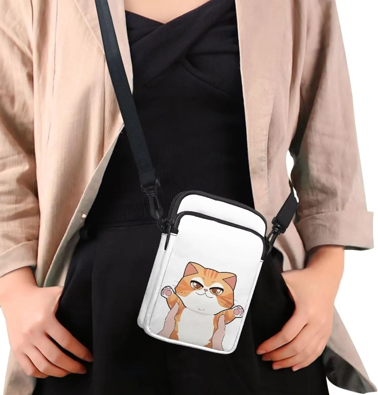 2 Layer Crossbody Bag Messenger Satchel Bags Wallet Phone Case for Men Women