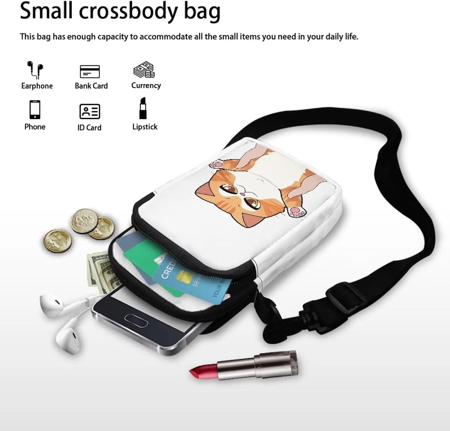 2 Layer Crossbody Bag Messenger Satchel Bags Wallet Phone Case for Men Women