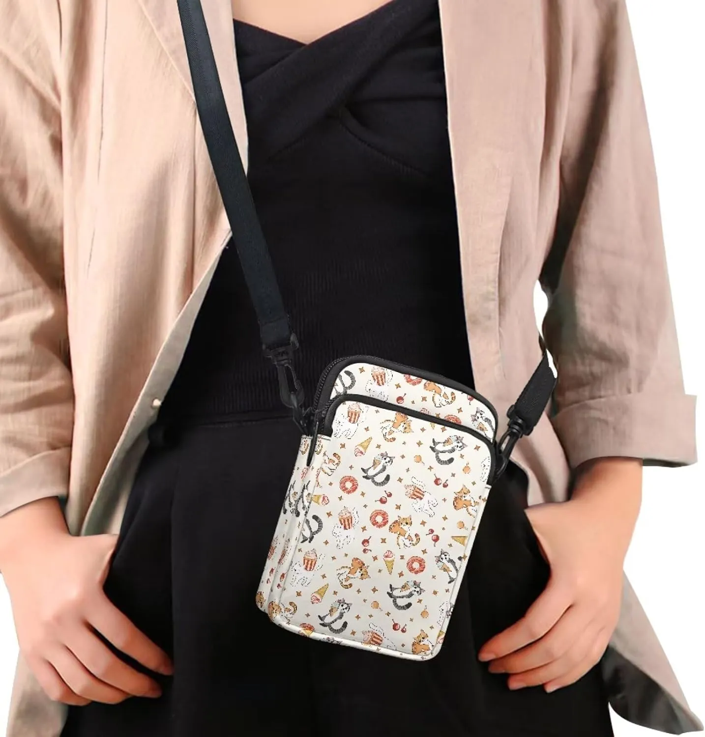 2 Layer Crossbody Bag Messenger Satchel Bags Wallet Phone Case for Men Women