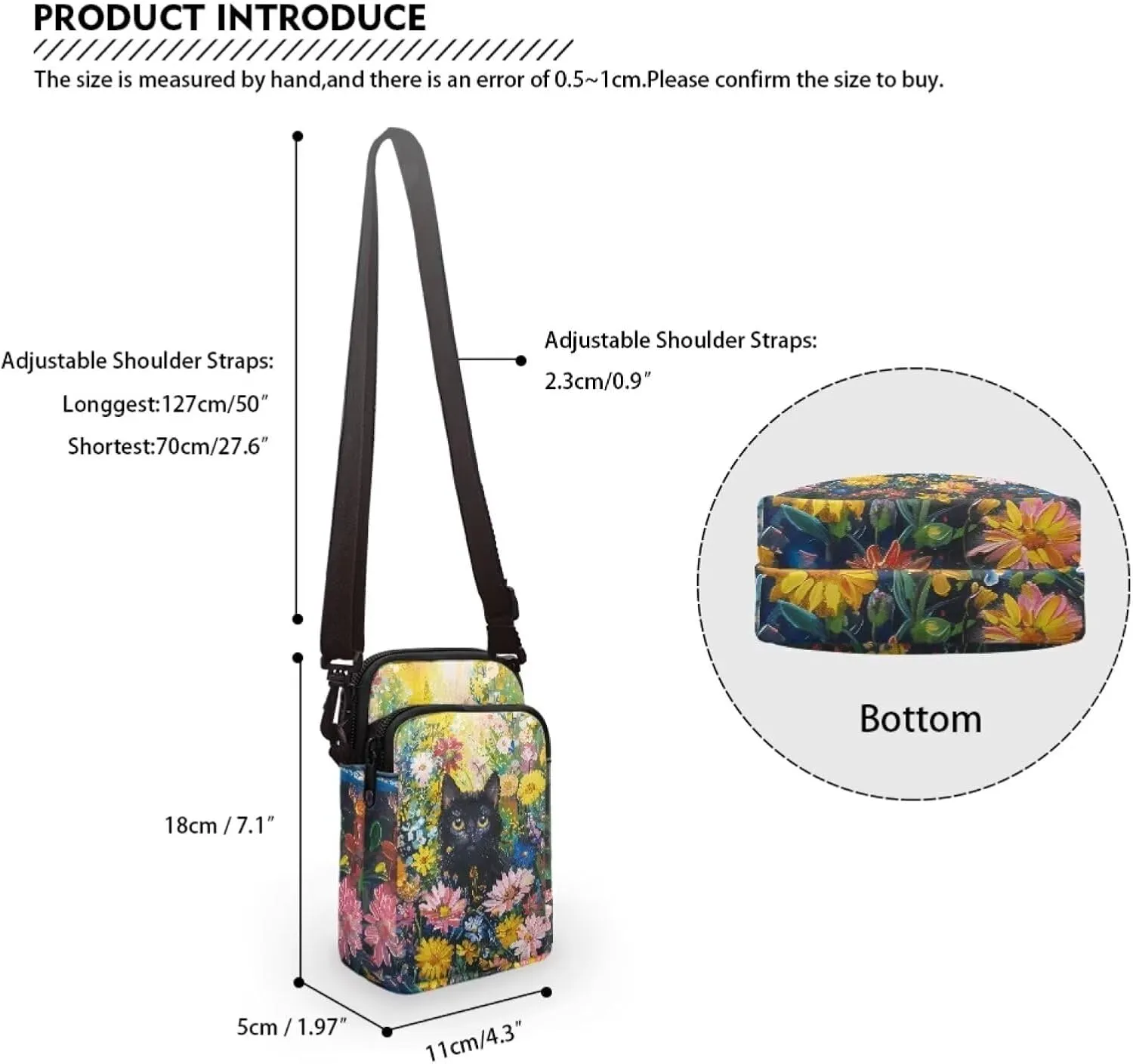 2 Layer Crossbody Bag Messenger Satchel Bags Wallet Phone Case for Men Women