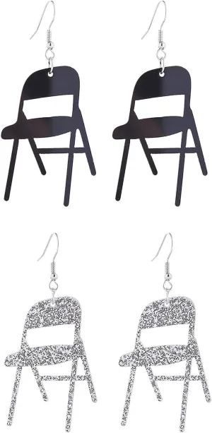 2 to 6 Pairs Funny Fight Folding Chair Dangle Earrings for Women Colorful Shining Chair Shape Resin Acrylic Drop Earrings Set Creative Fashion Acrylic Weird Chair Earrings Statement Jewelry
