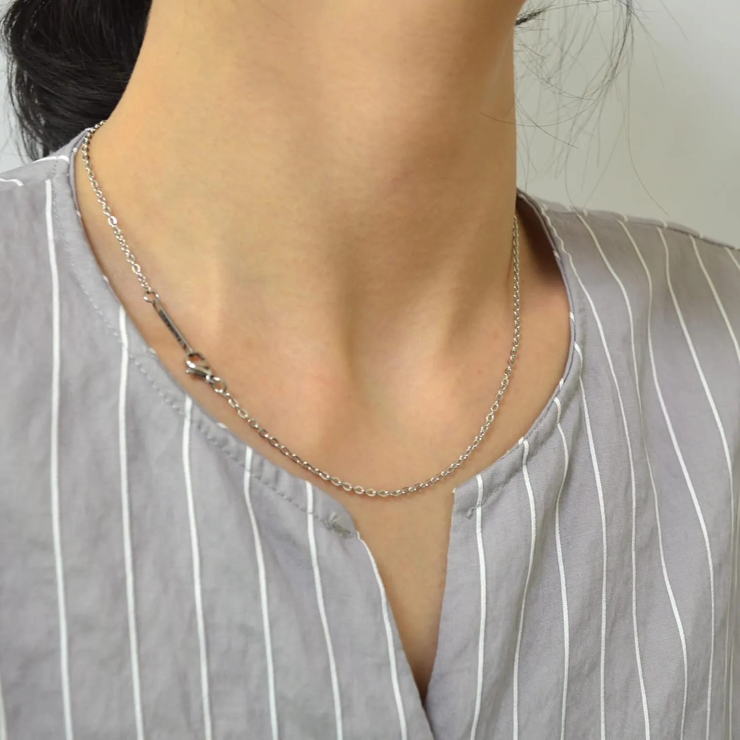 2MM Stainless Steel Necklace - Thin Cable Chain for Women & Men, Silver Chains for Pendant Addition or Alone - 16-30 Inch Available