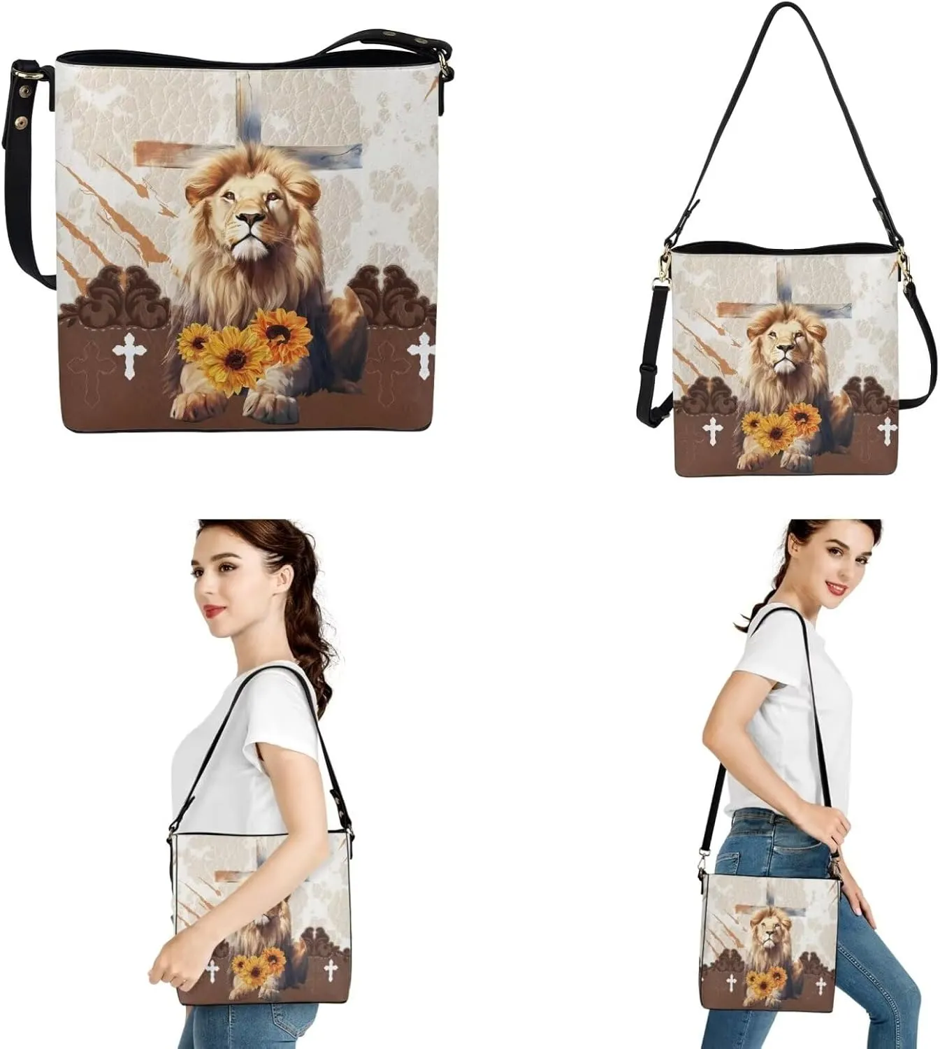 2Pcs Crossbody Bags Set Saddle Bags Shoulder Purses for Women Large Capacity with Zipper Wallet Women Wristlet