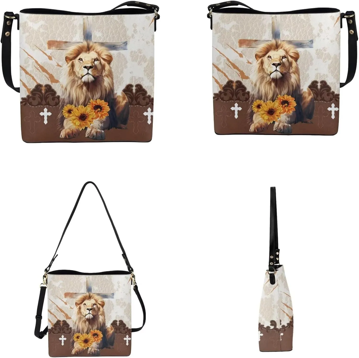 2Pcs Crossbody Bags Set Saddle Bags Shoulder Purses for Women Large Capacity with Zipper Wallet Women Wristlet