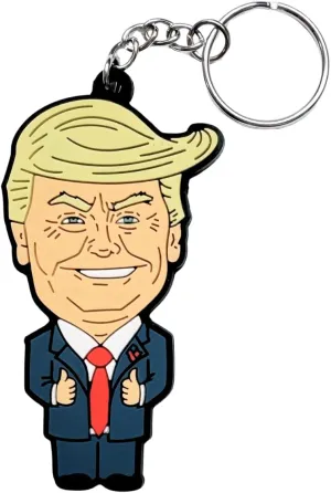 3-Inch Donald Trump Keychain [1-Pack]: Custom Made Political Satire Cartoon for Bags, Keys, and Backpacks - Durable and Hilariously Unique Design