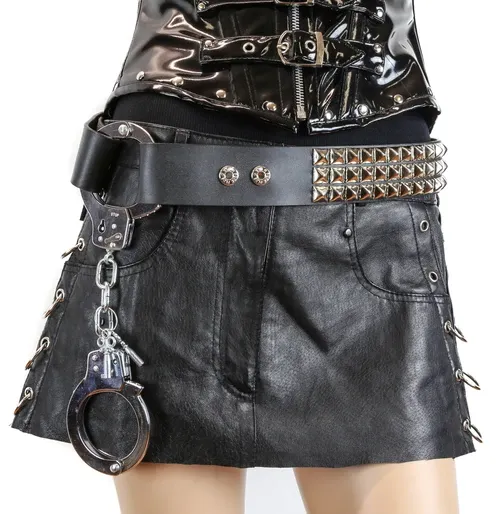 3 ROW PYRAMID STUDS AND HANDCUFF BELT