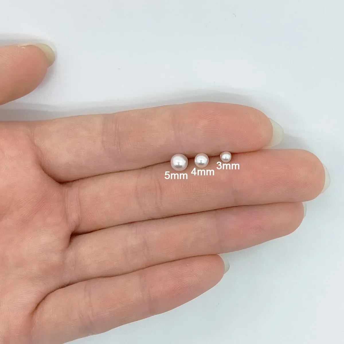 3Pairs Flat Back Dainty Pearl Earrings for Women - 14K Gold Hypoallergenic Cartilage Earring 3/4/5mm Faux Pearl Stud Earrings Screw Back Gold Stud Earrings for Women, Suitable Gifts for Women