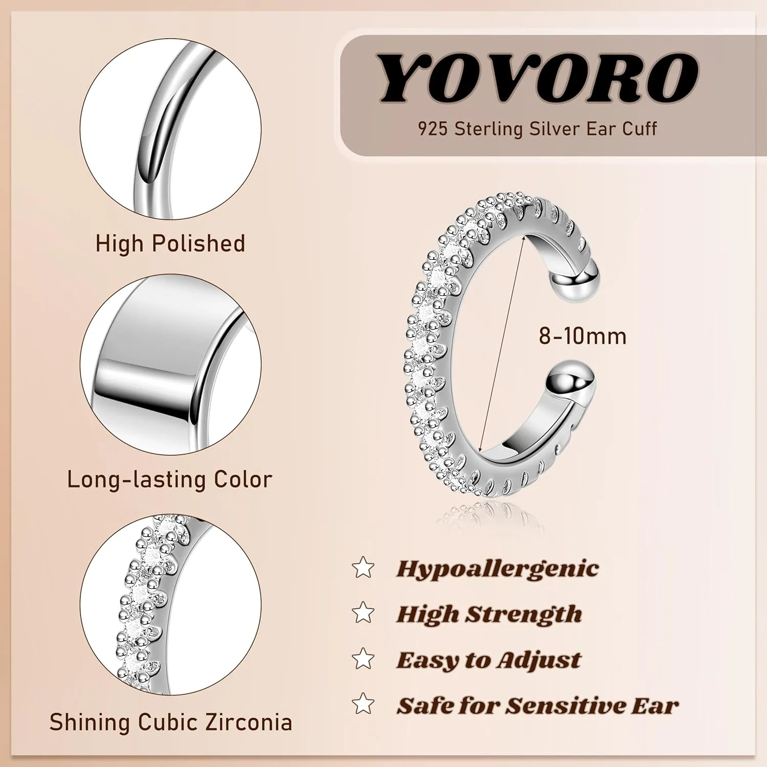 3Pcs 14K Gold Ear Cuff Earrings for Women Adjustable Non Piercing Ear Cuffs Sterling Silver Fake Earrings Clip on Cartilage Earring Ear Cuffs Jewelry