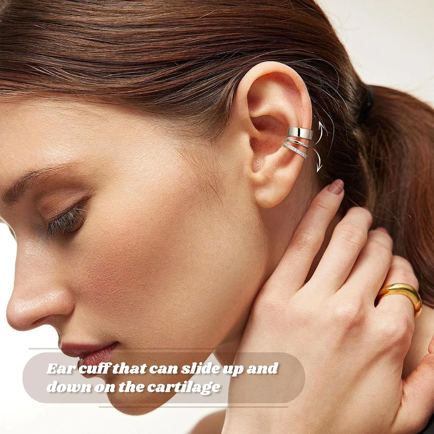 3Pcs 14K Gold Ear Cuff Earrings for Women Adjustable Non Piercing Ear Cuffs Sterling Silver Fake Earrings Clip on Cartilage Earring Ear Cuffs Jewelry