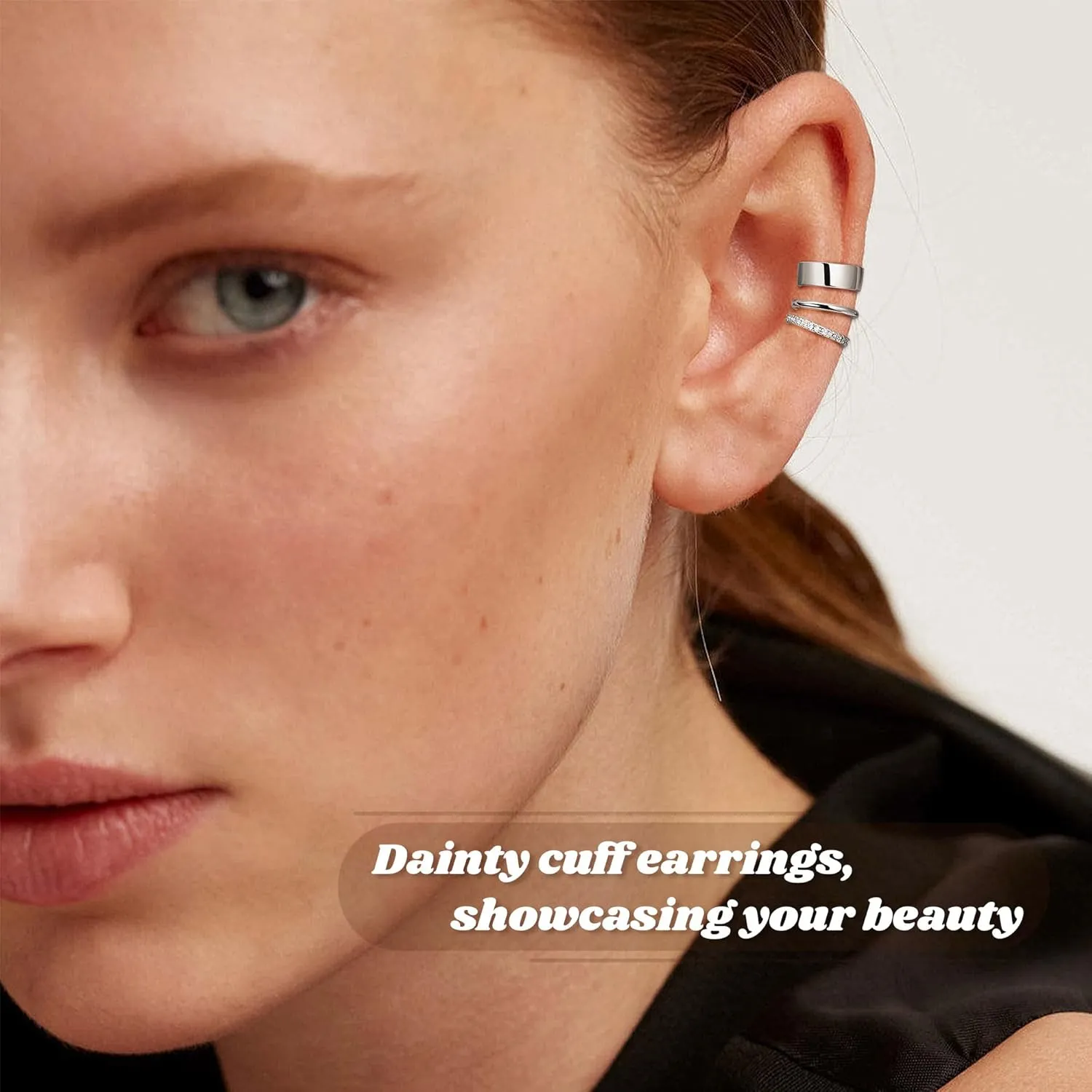 3Pcs 14K Gold Ear Cuff Earrings for Women Adjustable Non Piercing Ear Cuffs Sterling Silver Fake Earrings Clip on Cartilage Earring Ear Cuffs Jewelry