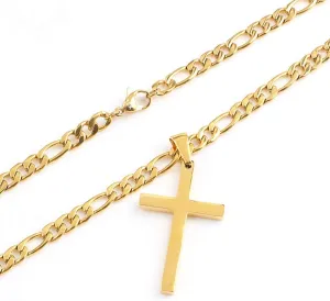4mm Gold Figaro Link Chain Necklace for Men Women 18K Gold Plated Stainless Steel Necklace,Fashion Jewelry,Wear Alone or with Pendant,18-24 Inch