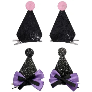 4pcs Cute Hairpin Birthday Decorations, Glitter Bows Ears Hair Clips Party Supplies for Kid, Boys and Girls Halloween Costume Accessories Animal Cosplay