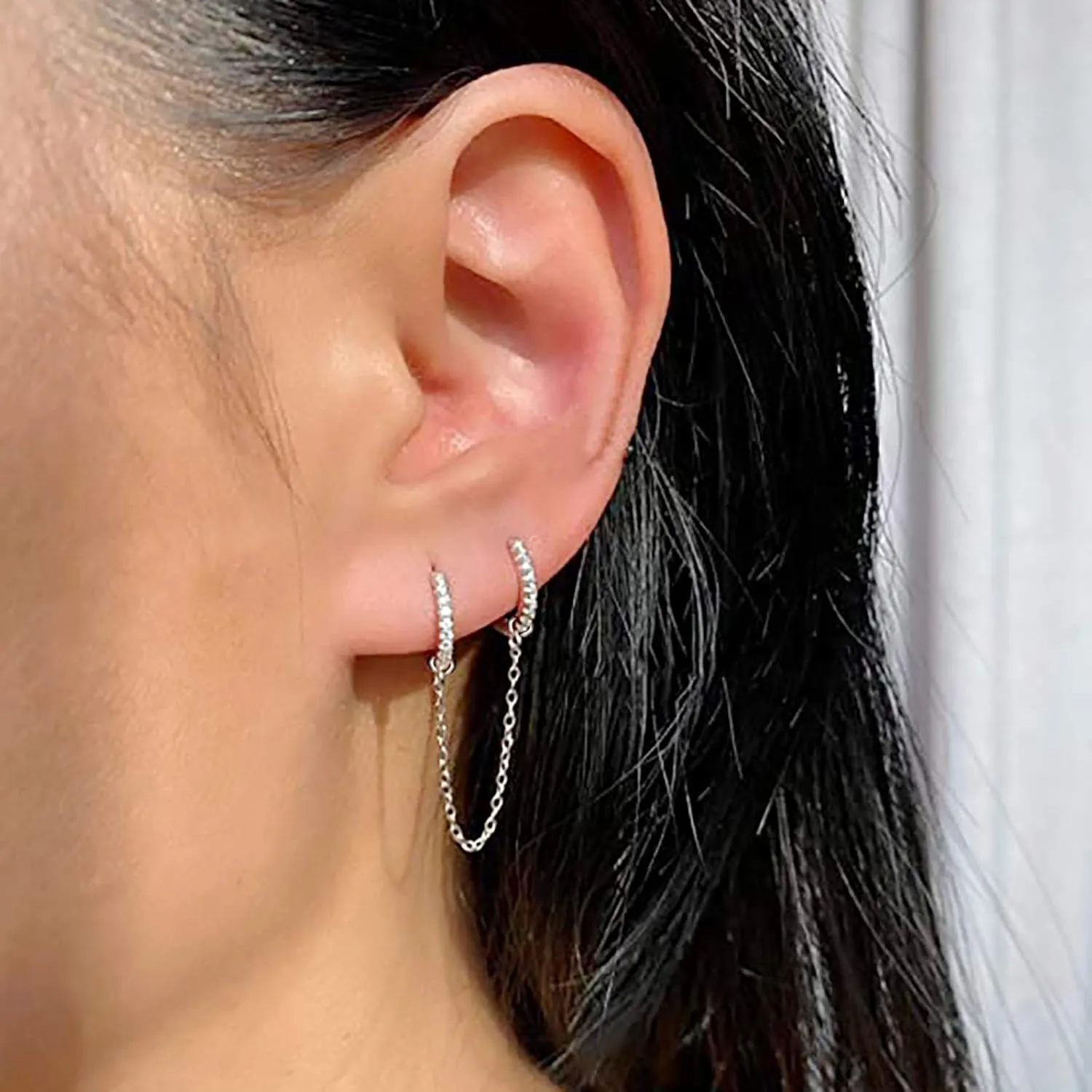 4Pcs Gold Earrings Connector Chains Set for Women, Convertible Dangle Chain for Double Piercings 50mm