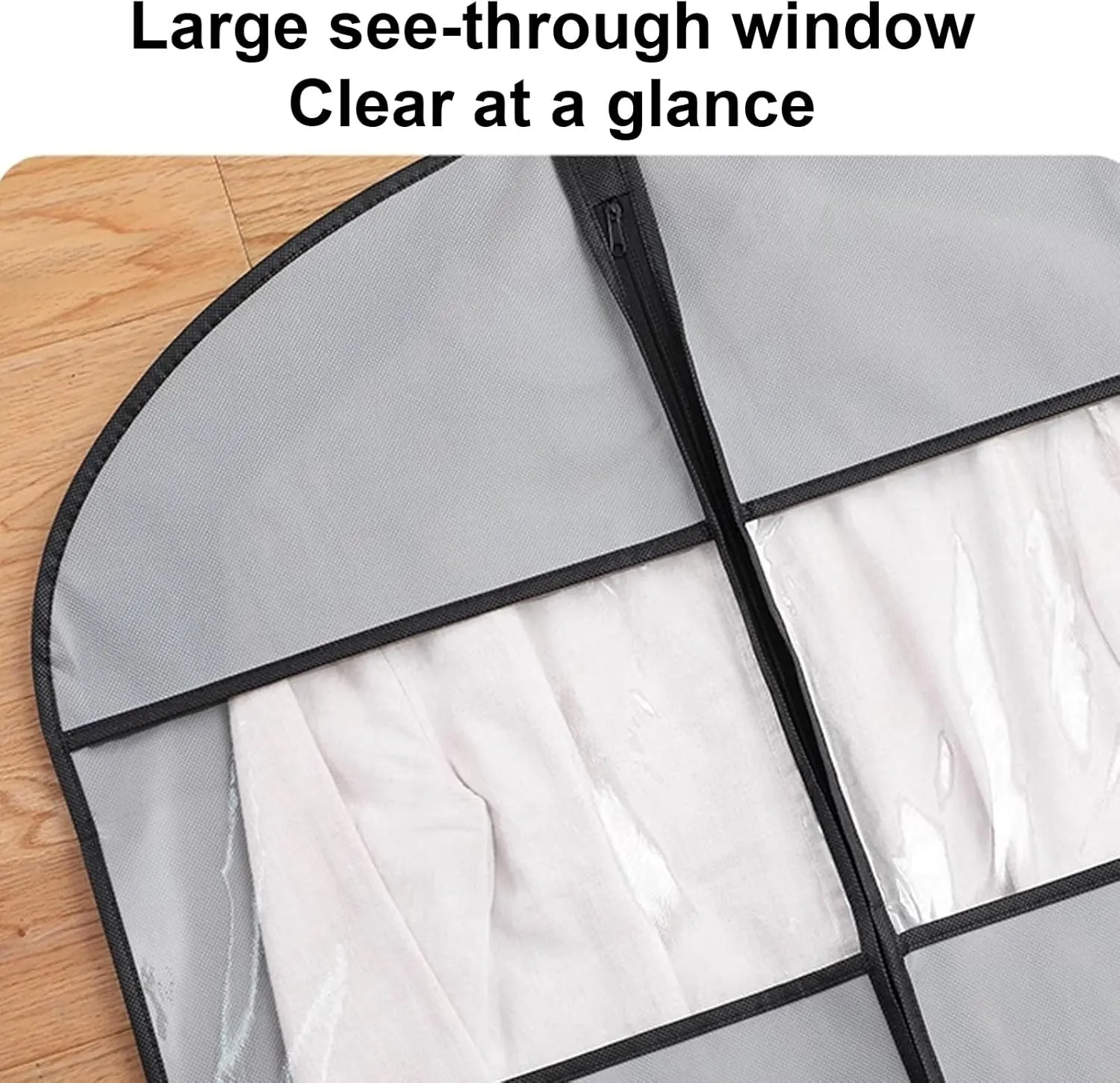 5 Packs Garment Bags with Clear Window & Zipper, Suit Bags, Clothing Covers for Hanging Clothes, for Dresses, Coats, Uniforms(60x110cm)