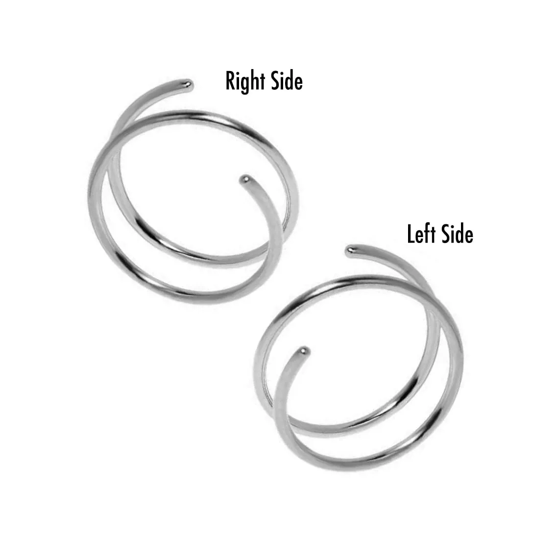 5mm 24 GA Sterling Silver Double Tragus Elbrow Rock Snug Daith Ring Hoop for Single Piercing Spiral Twist Nose Hoop for Women (Sterling Silver 925 | 24 GA, 5mm | Right Side)