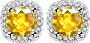 6 Pairs Brass CZ Stud 18K Gold Plated Halo Stud Earring Shiny Cut Round Cubic Zirconia Stud Earrings Birthday Party Holiday Gifts for Women