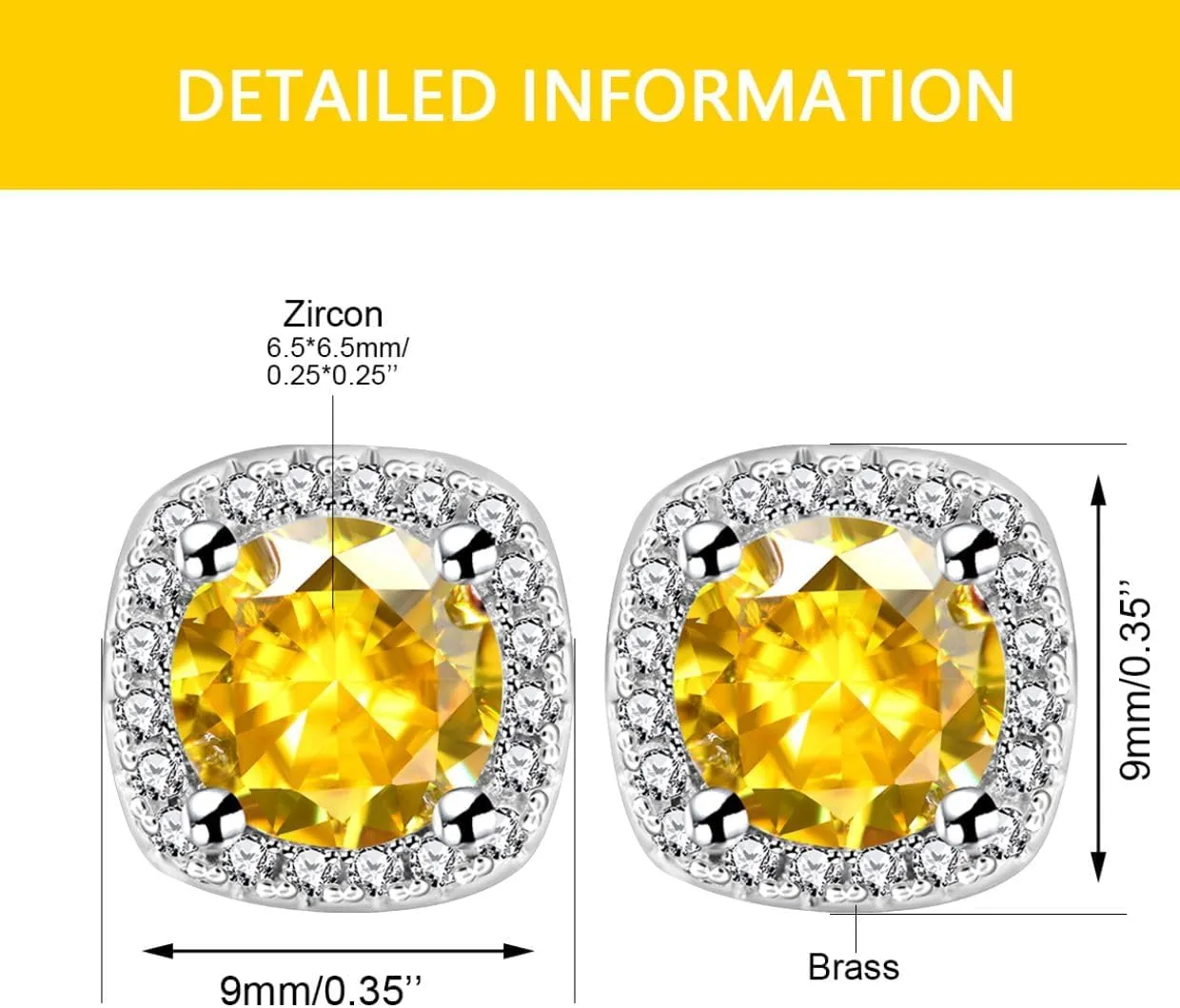 6 Pairs Brass CZ Stud 18K Gold Plated Halo Stud Earring Shiny Cut Round Cubic Zirconia Stud Earrings Birthday Party Holiday Gifts for Women