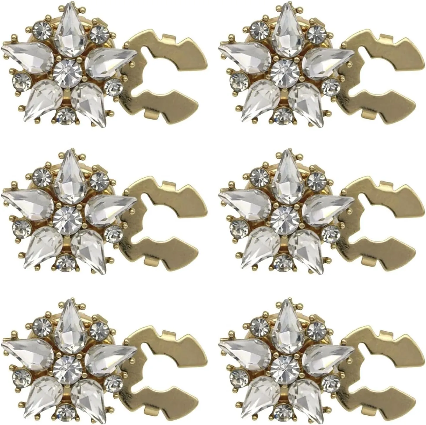 6 Pcs Rhinestone Button Covers, Button Covers for Women, Decorative Buttons Pins, Cuff Link Jewelry Buttons, Detachable Button Embellishment