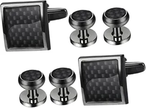 6pcs Men's Cufflinks Set Tuxedo Studs and Cufflinks Formal Shirt Studs for