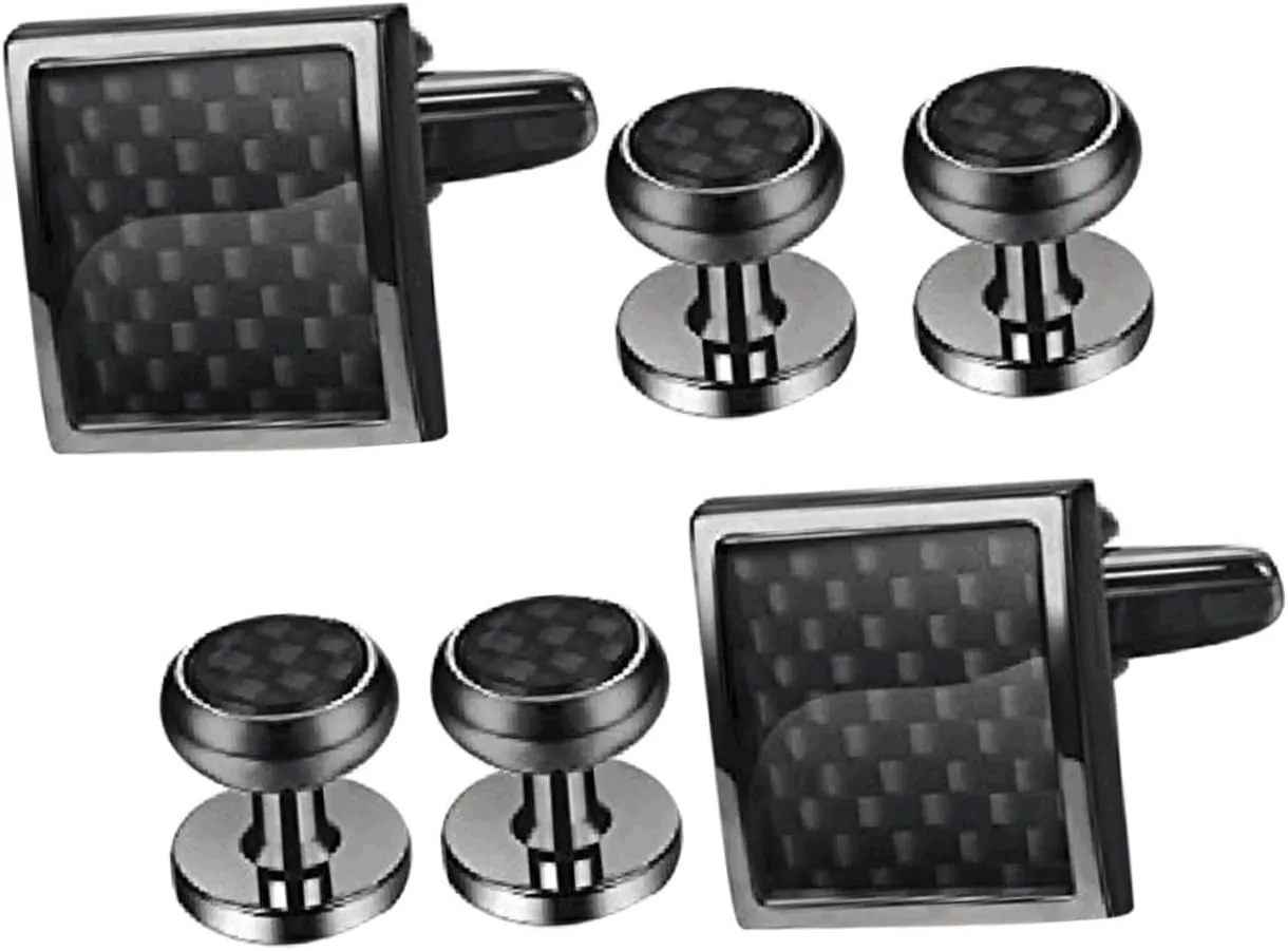 6pcs Men's Cufflinks Set Tuxedo Studs and Cufflinks Formal Shirt Studs for