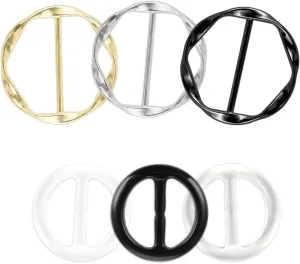 6Pcs Scarf Ring Clip Shirt Ties Clips for Women Clothing Waist Shirt Cincher Clip Metal Resin Round Circle Scarf Buckle Tightener for Loose Tshirt Clothes Hat Decoration