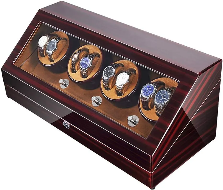 8 12 Automatic Watch Winder Box with LED Illumination Quiet Motor Piano Paint Exterior Large Capacity 4 Rotation Modes Watch Display Storage