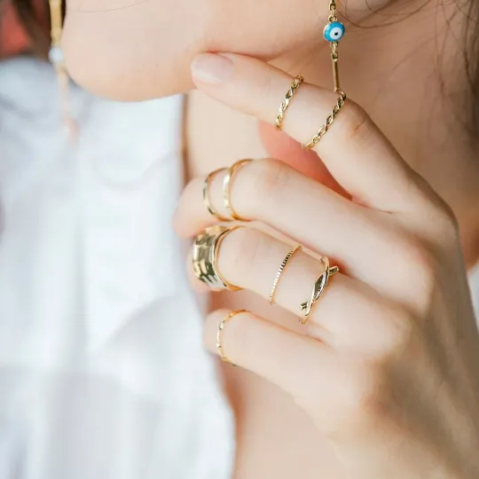 8 Piece Stackable Multisize Thick Silver Band Boho Ring Set