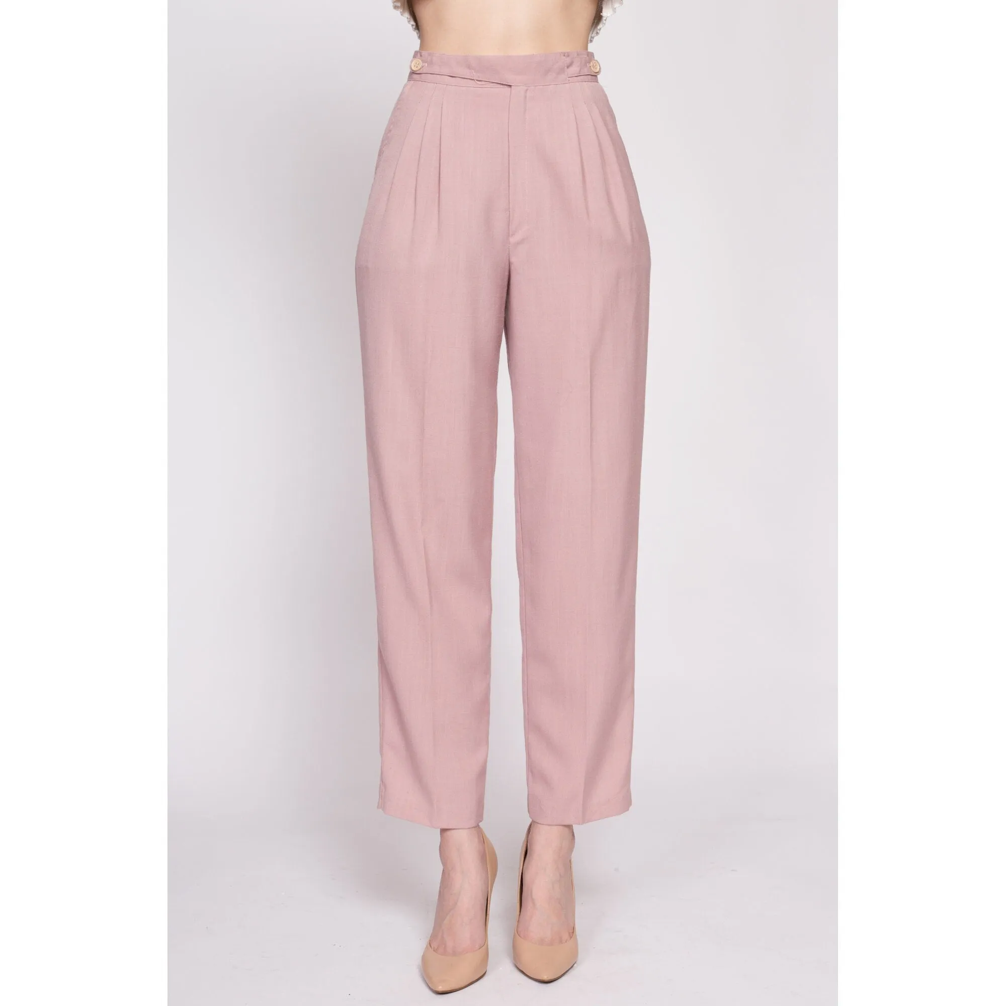 80s Dusty Lilac Purple Trousers - Petite Small, 25.5"