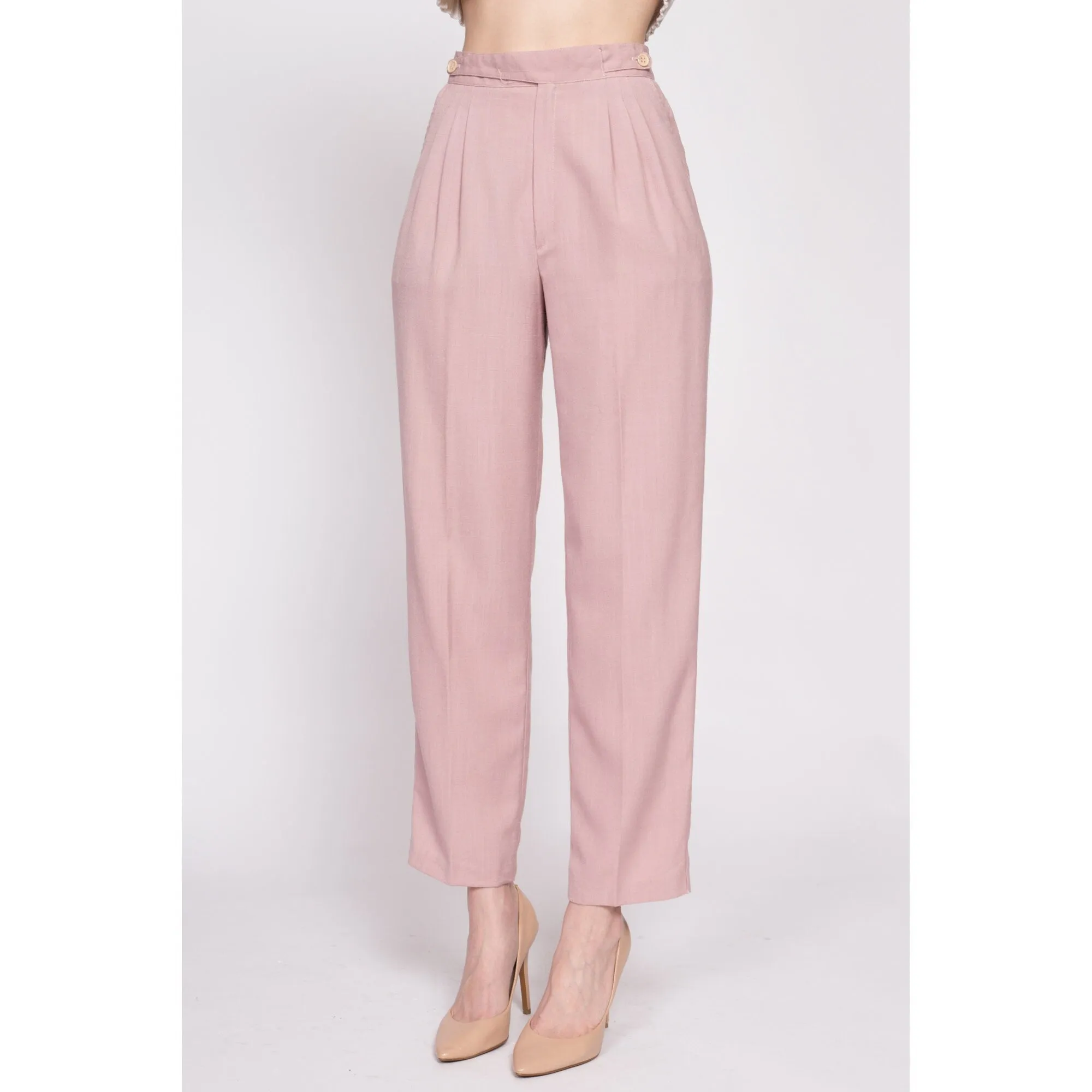 80s Dusty Lilac Purple Trousers - Petite Small, 25.5"