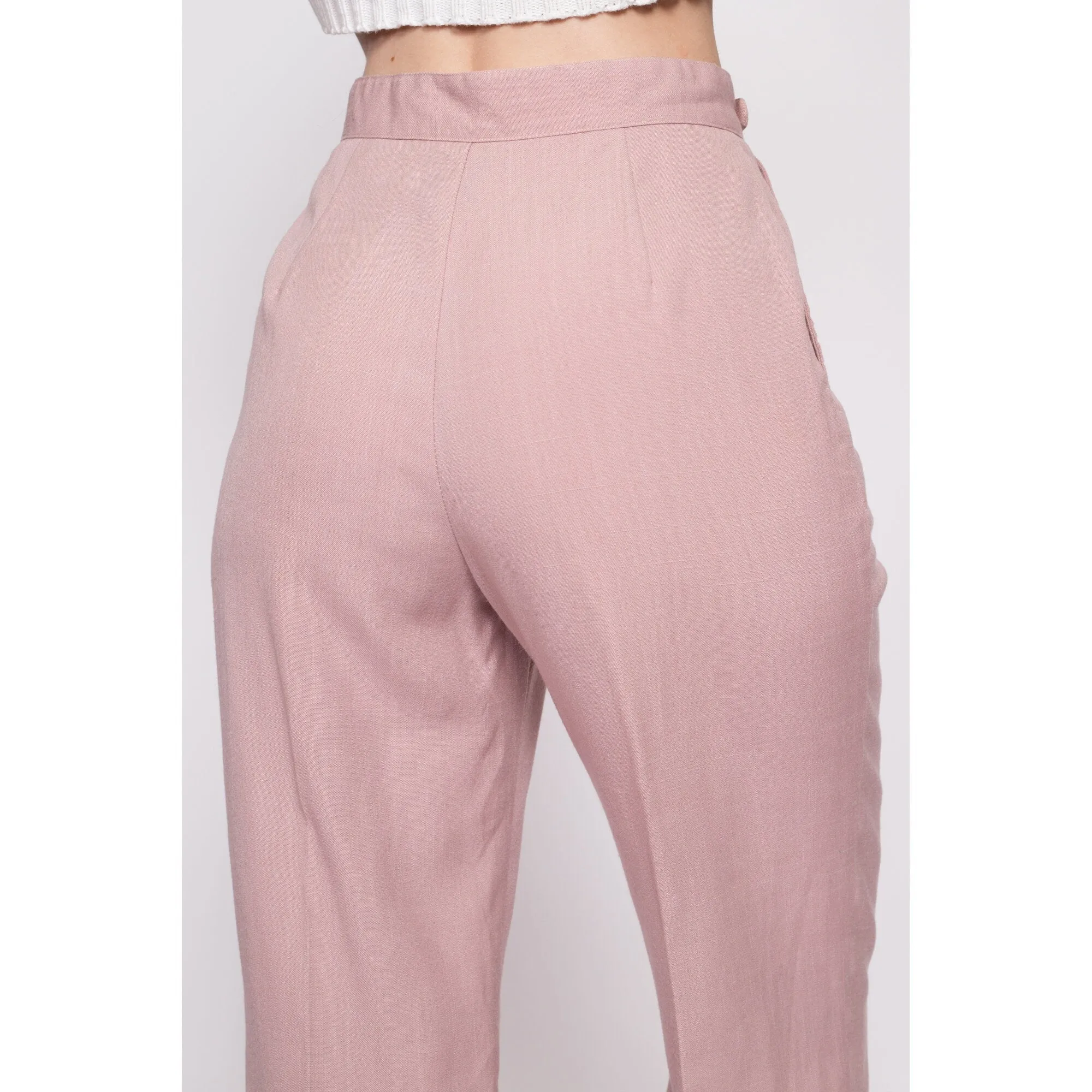 80s Dusty Lilac Purple Trousers - Petite Small, 25.5"