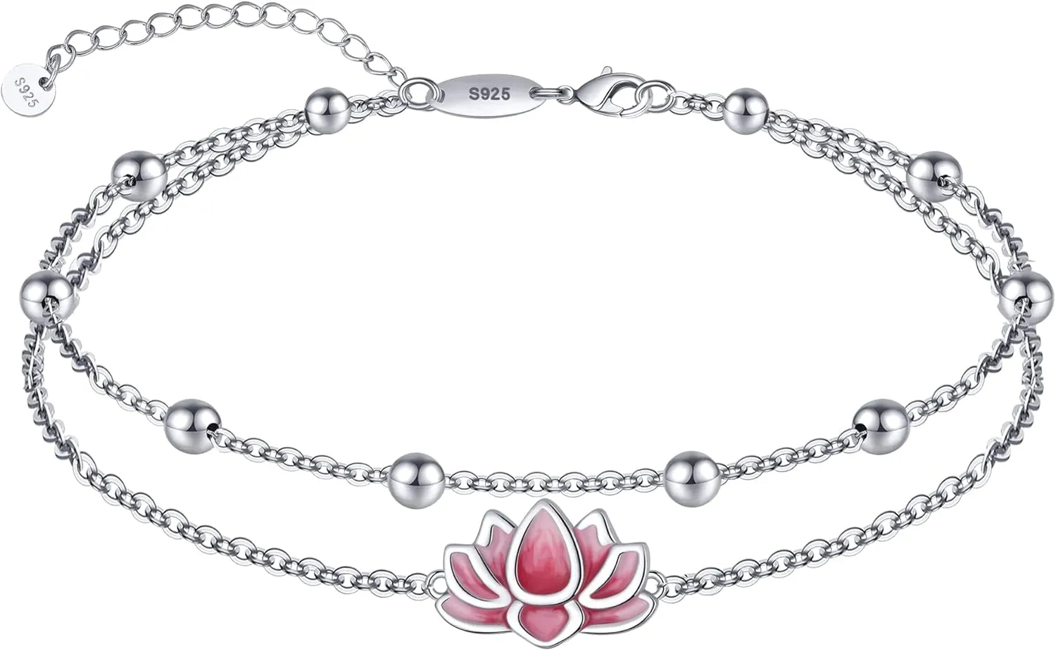 925 Sterling Silver Anklets Bracelets for Women Lotus Flower Anklets Dainty Beach Layered Bracelet Jewelry for Wife Girlfriend Friends
