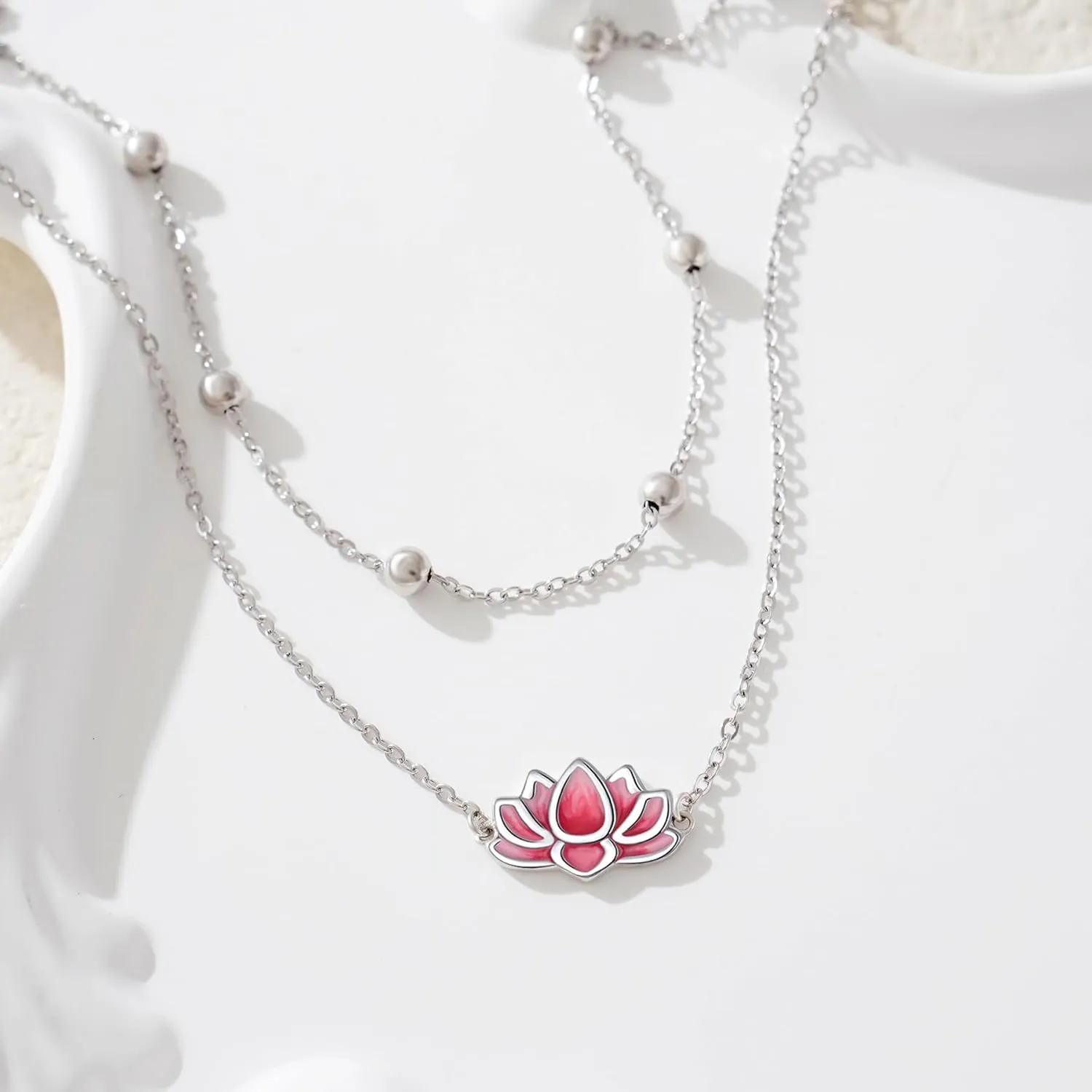925 Sterling Silver Anklets Bracelets for Women Lotus Flower Anklets Dainty Beach Layered Bracelet Jewelry for Wife Girlfriend Friends