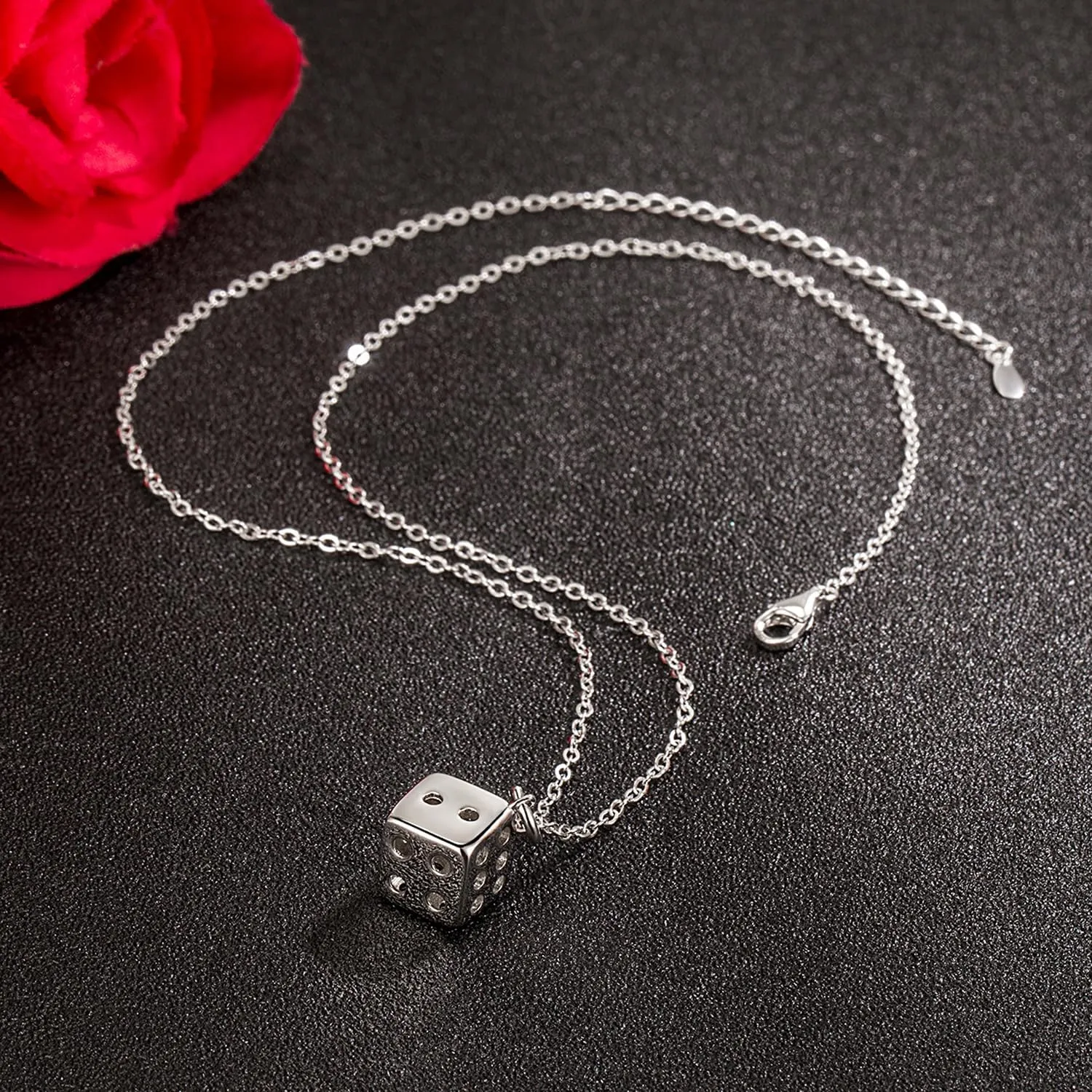 925 Sterling Silver Necklace For Women Unique Design Dice Pendant Choker Solid Silver Chain 18-20-22 inch Fashion Fine Jewelry Gift