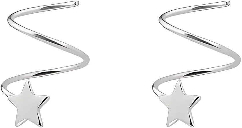 925 Sterling Silver Star Cuff Wrap Around Earrings For Women And Teens, Perfect As Fashion Statement