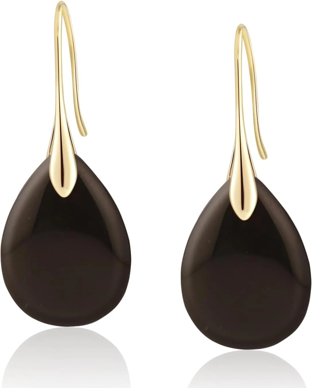 Agate Tear Beads High Luxury Purple Pendant Earrings, Fish Hook Pendant Earrings (Black - Golden Hook)