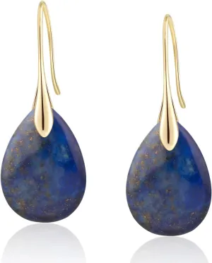 Agate Tear Beads High Luxury Purple Pendant Earrings, Fish Hook Pendant Earrings, Gold and silver tones