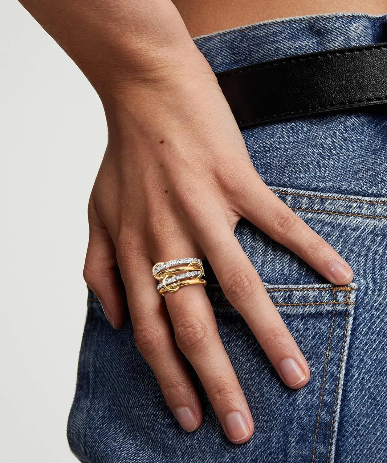 ALEXTINA Gold Stackable Rings for Women 14K Gold Plated Cubic Zirconia Rings, Silver Gold Mixed Metals Multi Ring Set Stackable Ring Set for Women Non Tarnish (Size 6-10)