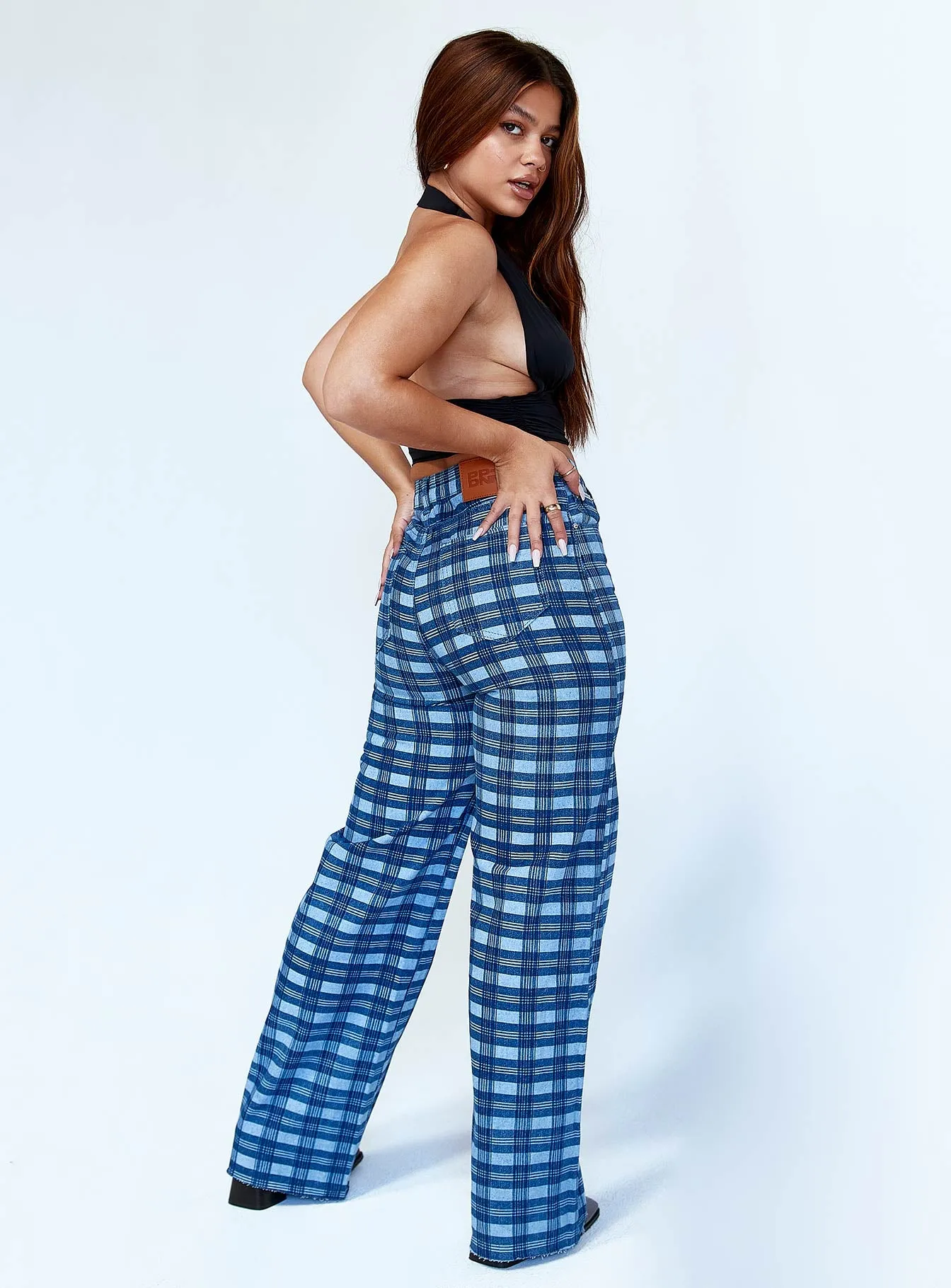 Alice Wide Leg Check Jeans Denim