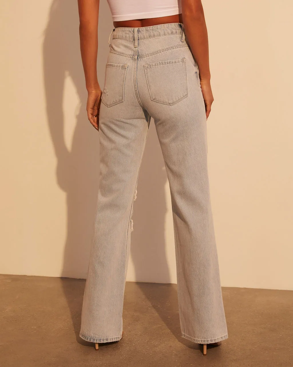Alycia High Rise Distressed Wide Leg Jeans