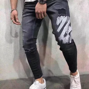 Amiri distressed Black White Side Stripped Jeans Trouser