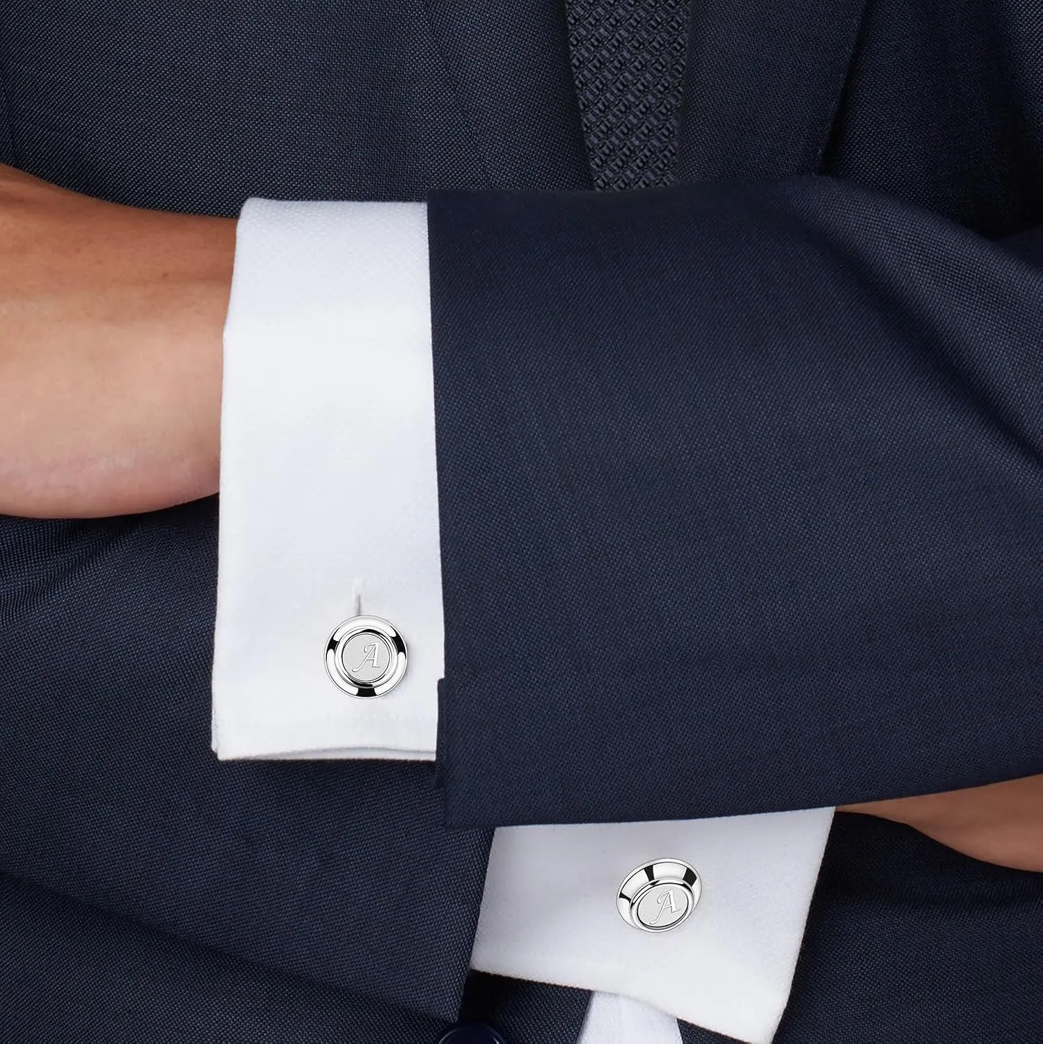 AMITER Mens Cufflinks with Initial A-Z, Classic 26 Letters Cuff Links for Men Business Wedding Shirts - 3 Pairs (Silver   Black   Rose Gold)