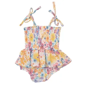 Angel Dear Smocked Bubble with Skirt Painty Bright Floral