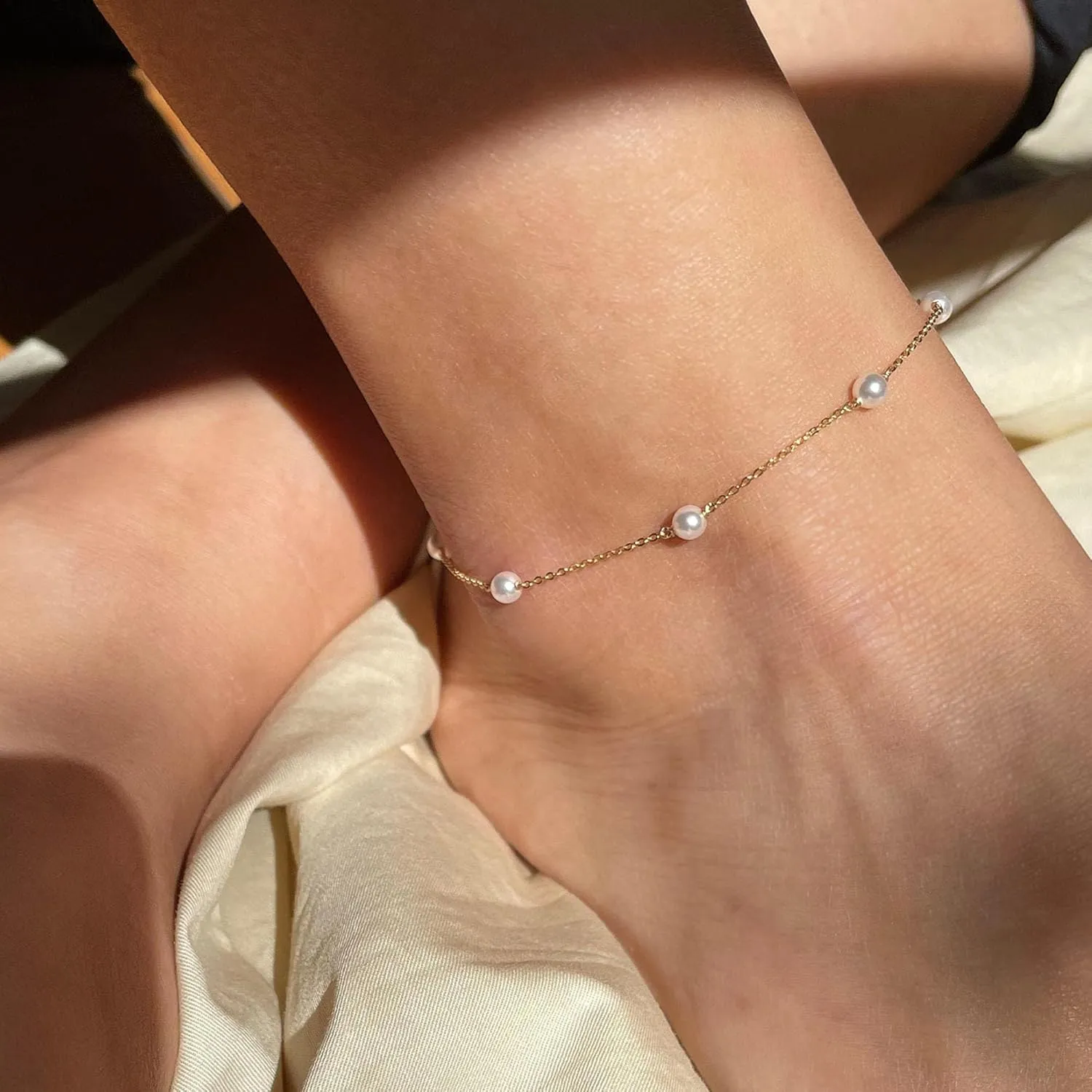 Ankle Bracelets for Women,14K Gold Plated Layered Beach Anklets SetWaterproof Dainty Gold Anklets for Women Gold Jewelry