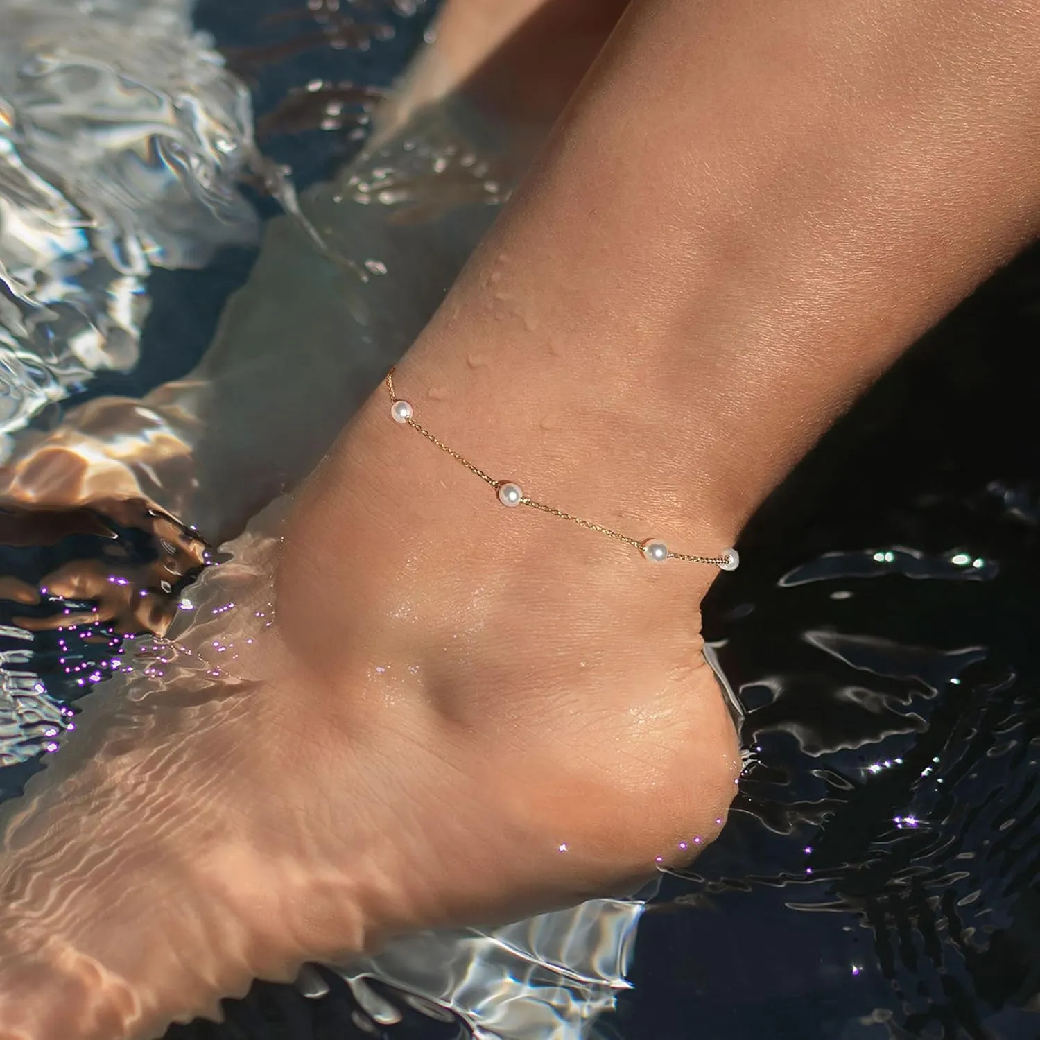 Ankle Bracelets for Women,14K Gold Plated Layered Beach Anklets SetWaterproof Dainty Gold Anklets for Women Gold Jewelry