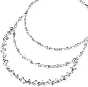 Anklets Set 8.2" 2" Adjustable, Stainless Steel Ankle Bracelet for Women Dolphin Jewelry Gift